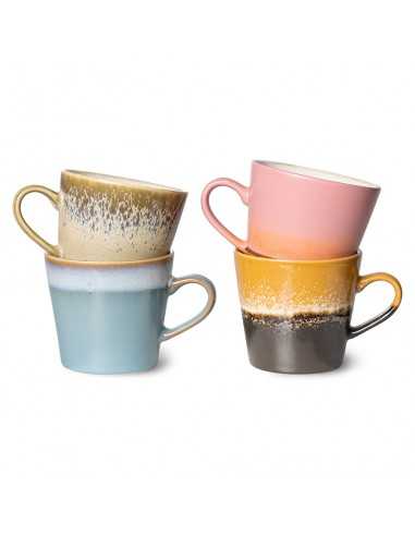 Ceramic 70's Cappuccino mugs set of 4 ACE7049