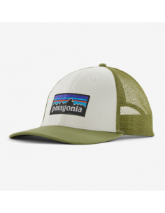 P-6 Logo LoPro Trucker Hat. White W/Buckhorn green