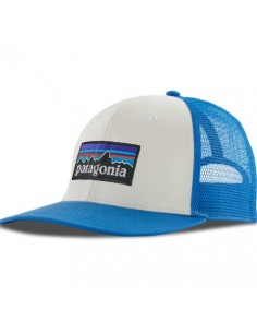 P-6 Logo Trucker Hat. White W/Vessel Blue